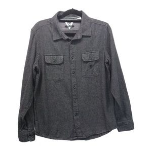 Vissla Mens Size M Button Up Long Sleeve Shirt Blue/Gray Cotton Chest Pocket‎